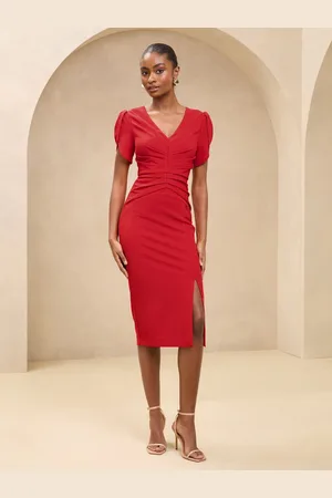 Lipsy London Tulip Sleeve Ruched Midi Bodycon Kjole38