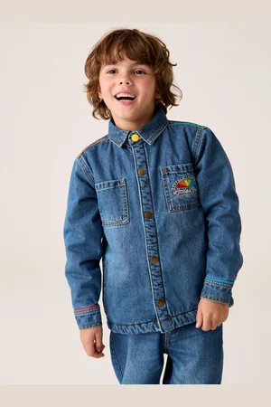 Little Bird Borg Lined Washed Denim Rainbow Embroidered Shacket4 - 5 år (104 - 110cm)