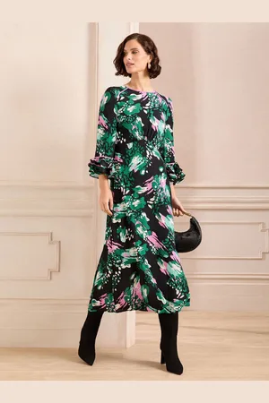 Love & Roses Flute Sleeve Midi Dress34