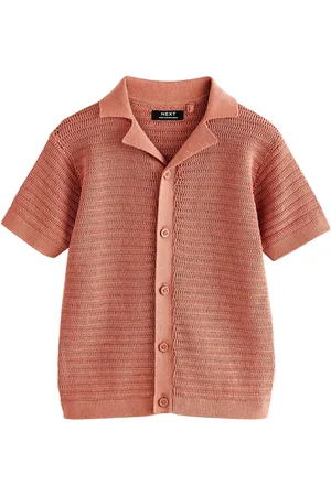 Next Textured Revere Collar Short Sleeve Knitted 100% Cotton Polo Shirt (3mths-7yrs)9 - 12 måneder (74 - 80cm)
