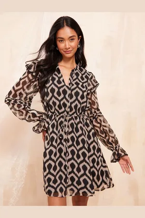 Friends Like These Long Sleeve Chiffon Frill Mini Dress40
