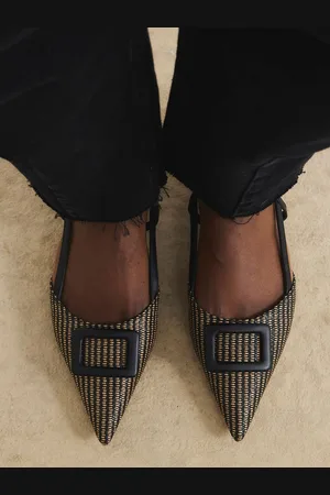 River Island Raffia Point Flat Court Shoeseu38
