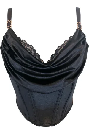 Pour Moi Indien Velvet Luxe Metallisk Lace Draperet hals Bustier Bralette75E (E)