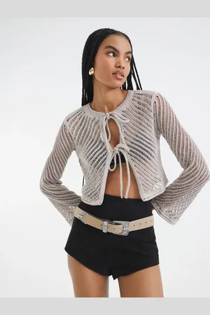 River Island Bronze Tie Front Crochet Top34