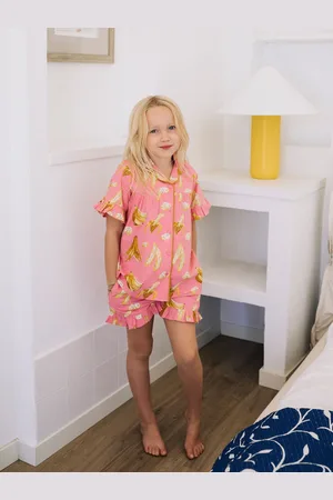 Their Nibs Bananas Girls Frill Cotton Short Pyjama Set122128cm