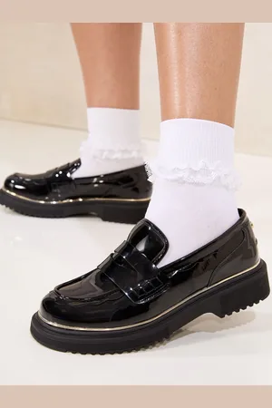 Lipsy London Patent Faux Leather Chunky Rand Loafer School Shoes