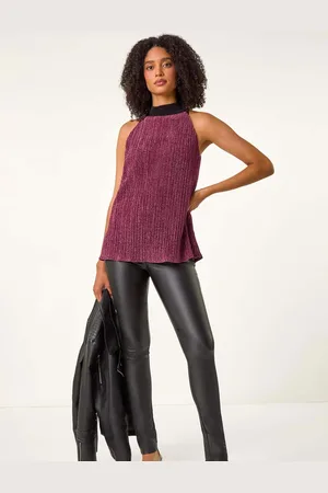 Roman Glitter Plisse Halter Neck Top44