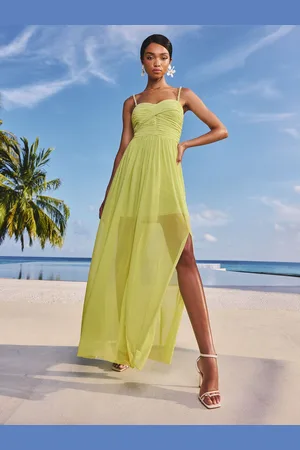 Lipsy London Embellished Pearl Strap Ruched Mesh Maxi Dress