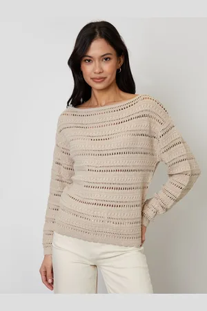 Threadbare Slash Neck Pointelle Strik Trøje40