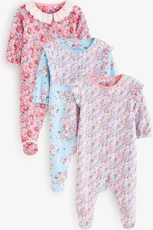 Next Cath Kidston Floral Baby 100% Cotton Sleepsuits 3 Pack56cm