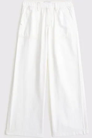 Abercrombie & Fitch Blue High Rise Pull On Wide Leg 100% Cotton Trousers122128cm