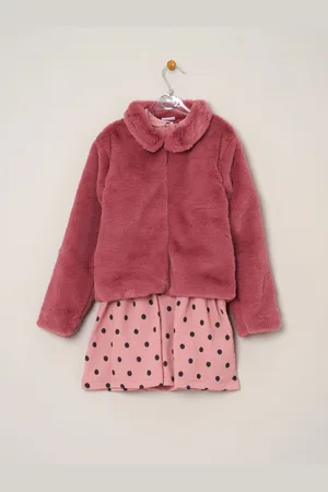 MISS Piger Faux Fur Jakke, Kjole Og Strømpebukser Outfit Sæt12 - 18 måneder (80 - 86cm)