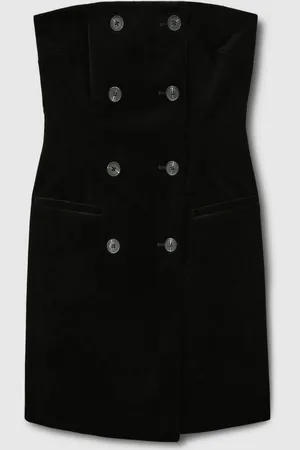 Reiss Ilze Bandeau-Neck Velvet Mini Dress36