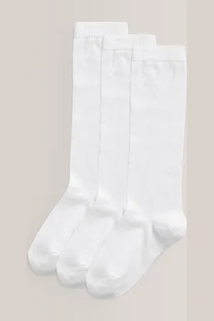 Next Hvid Hjerte 3 Pakke Cotton Rich Knee High School SokkerUK 9-12 Jnr.