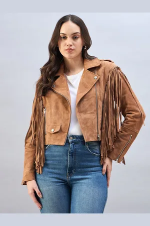 Urban Code Ruskind Biker Jakke With Fringing Detail40