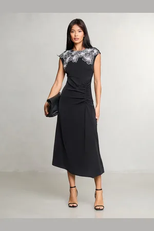 Lipsy London Ærmeløs Blomster Tryk Artwork Asymmetrical Midi Kjole32