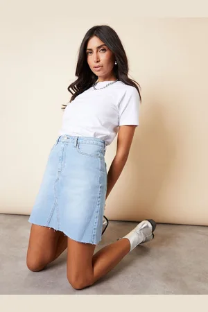 Threadbare Raw Hem Denim Mini Skirt36