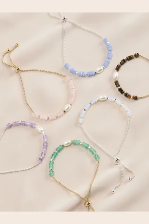 Next Semi Precious Stone Pully Bracelet Made With Recycled BrassLyseblå