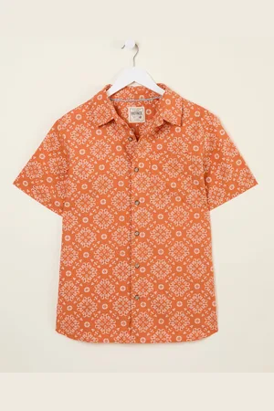 Fat Face FatFace Short Sleeve Tile Print 100% Cotton Shirtmedium