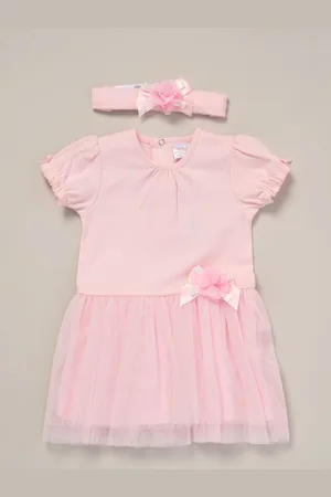 Rock-a-bye Baby Boutique Rose Pink Ribbon Detail Dress and Headband Outfit Set8086cm