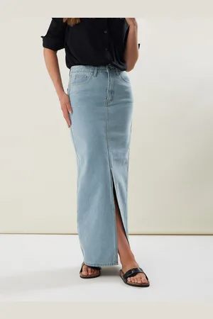 Long Tall Sally 100% Cotton Denim Maxi Skirt40 Høj