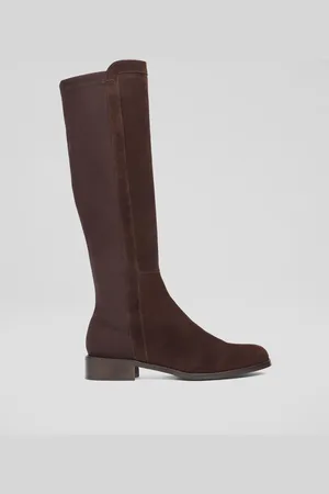 LK Bennett Tallis Espresso Half And Half Stretch Knee Boots