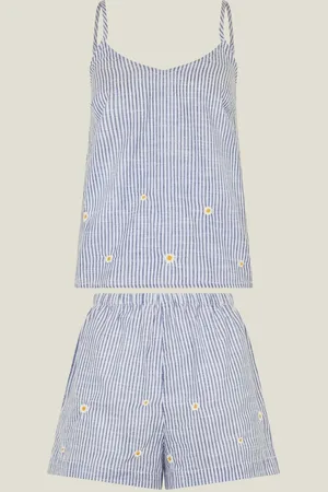 Accessorize Daisy Embroidered Stripe 100% Cotton Short Pyjamas Setxlarge