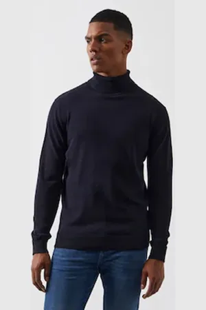 French Connection Blue Roll Neck Knit Jumperlarge