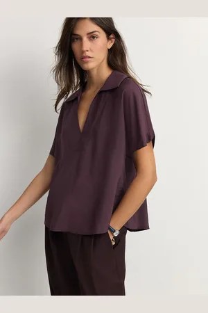 Next Relaxed Fit Short Sleeve V-Neck Overhead Top with Collar44