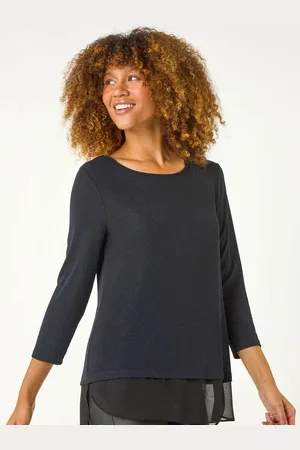 Roman Shimmer Chiffon Hem Top40