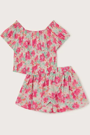 Monsoon Tropical Floral Shirred Top and Skort Set122128cm