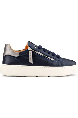JONES BOOTMAKER Blue Paulina Chunky Leather Trainers