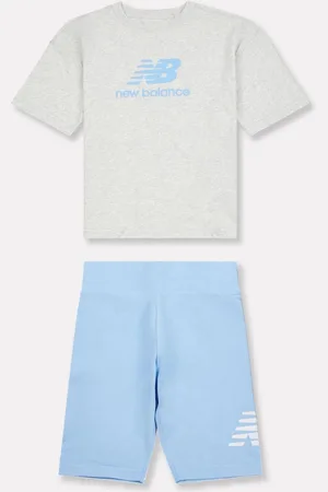 New Balance Kids Stacked Logo 100% Cotton T-Shirt & Cycle Shorts Set122128cm