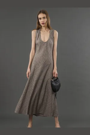 Religion Element Bias Cut Maxi Slip Dress In Linen Mix38