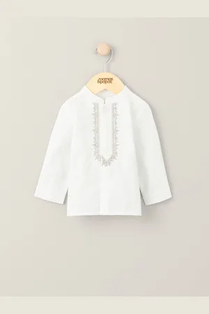 Mamas & Papas Eid Embroidered Long Sleeve 100% Cotton White Shirt7480cm