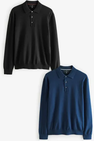 Next Knitted Long Sleeve Polo Shirts 2 PackXS Reg
