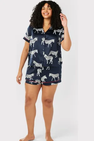 Chelsea Peers Curve Satin Zebra Print Short Pyjama Set50