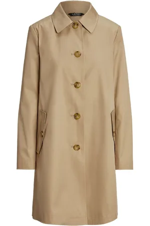 Ralph Lauren Hooded Cotton-Blend Balmacaan Brown Coatxlarge