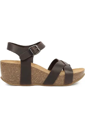 CELTIC & CO. Cross-Over Wedge Brown Sandalseu38