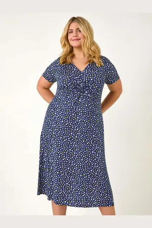 Roman Curve Abstract Twist Front Midi Dress54
