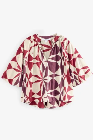 Next 100% Cotton Volume Sleeve V-Neck Blouse
