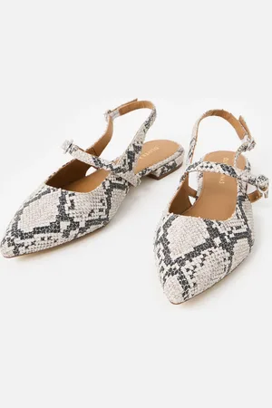 Oliver Bonas Mary Jane Snake Print Leather Slingbacks Shoes