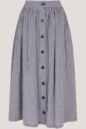 Monsoon Bea Ternet Button Midi 100% Bomuld NederdeleStor