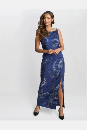 Gina Bacconi Blue Blake Floral Sequin Ankle Length Dress34