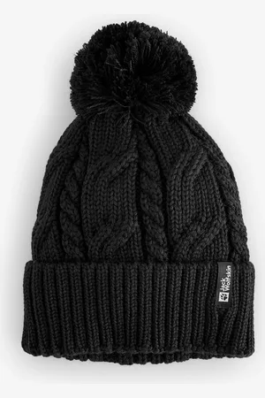 Jack Wolfskin Pom Pom Strikket Sort StrikhueEn