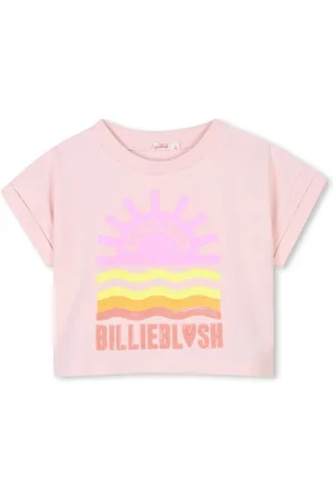 Billieblush Pink Logo Sunset Graphic Short Sleeve Cropped T-Shirt140146cm