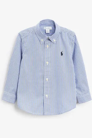 Ralph Lauren Baby Blue/White Stripe Oxford 100% Cotton Shirt18 måneder (86cm)