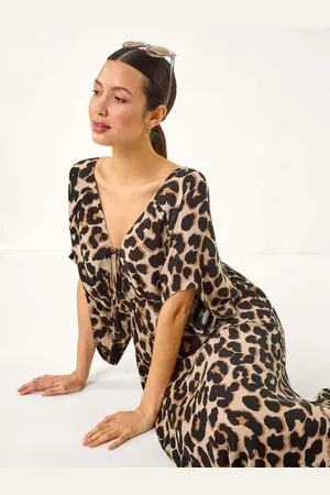 Roman Animal Print Boho Midi Dress42