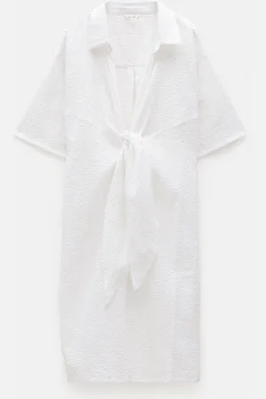 Hush Puppies Seersucker Tie Front 100% Cotton Dressmediumlarge