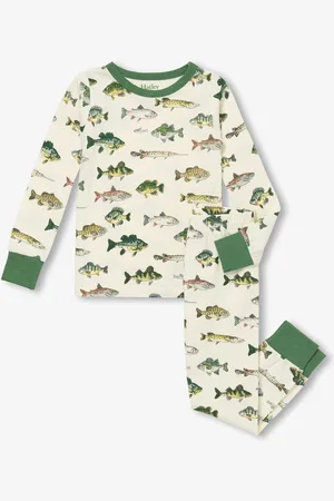 Hatley Cream Real Fish Stretch Cotton Pyjamas Set104110cm